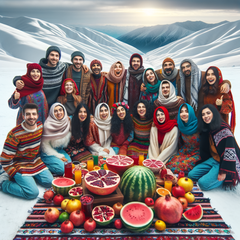 Celebrating yalda night in mountain